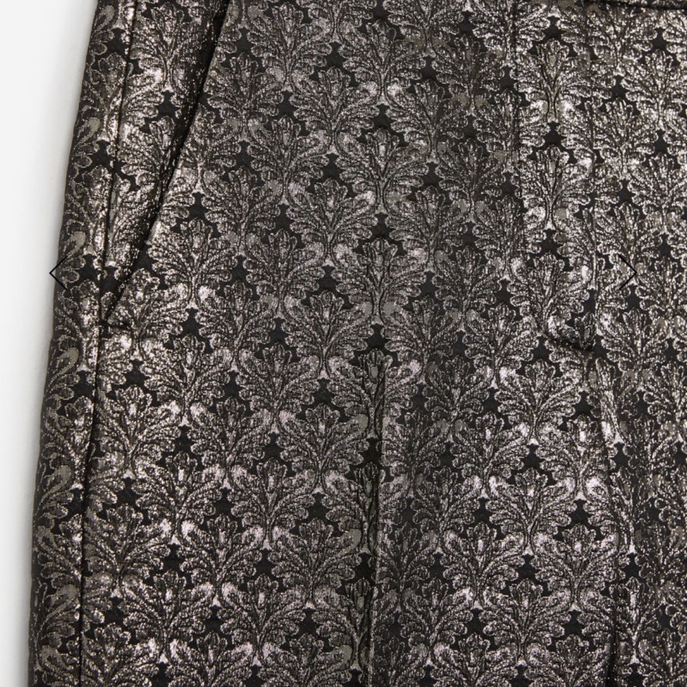 The Kooples Metallic Brocade Cropped Pants in Silver and Black - Picture 8 of 9